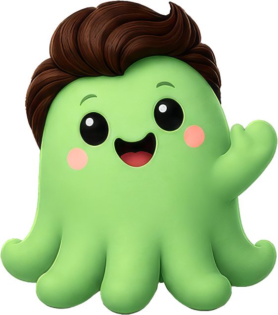 Octi mascot waving after a successful migration launch