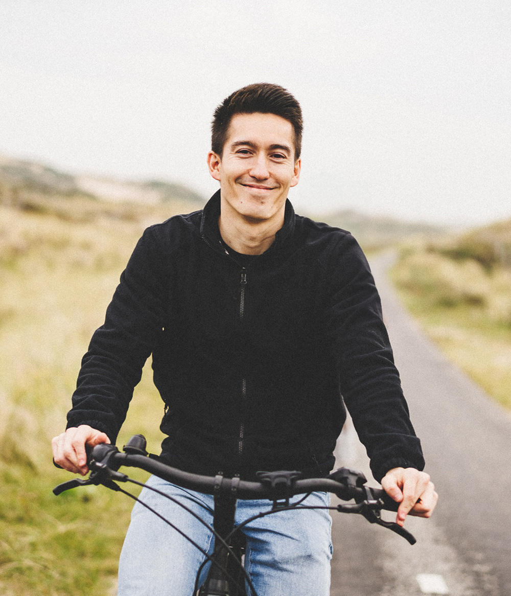 Simen-Ling La, Senior Cornerstone Project Manager at Octily, on a bike