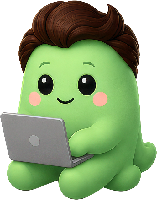 Octi mascot with a laptop, ready to help with your Cornerstone Health Check.
