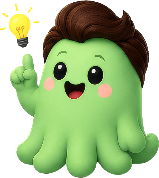 Octi with a lightbulb idea