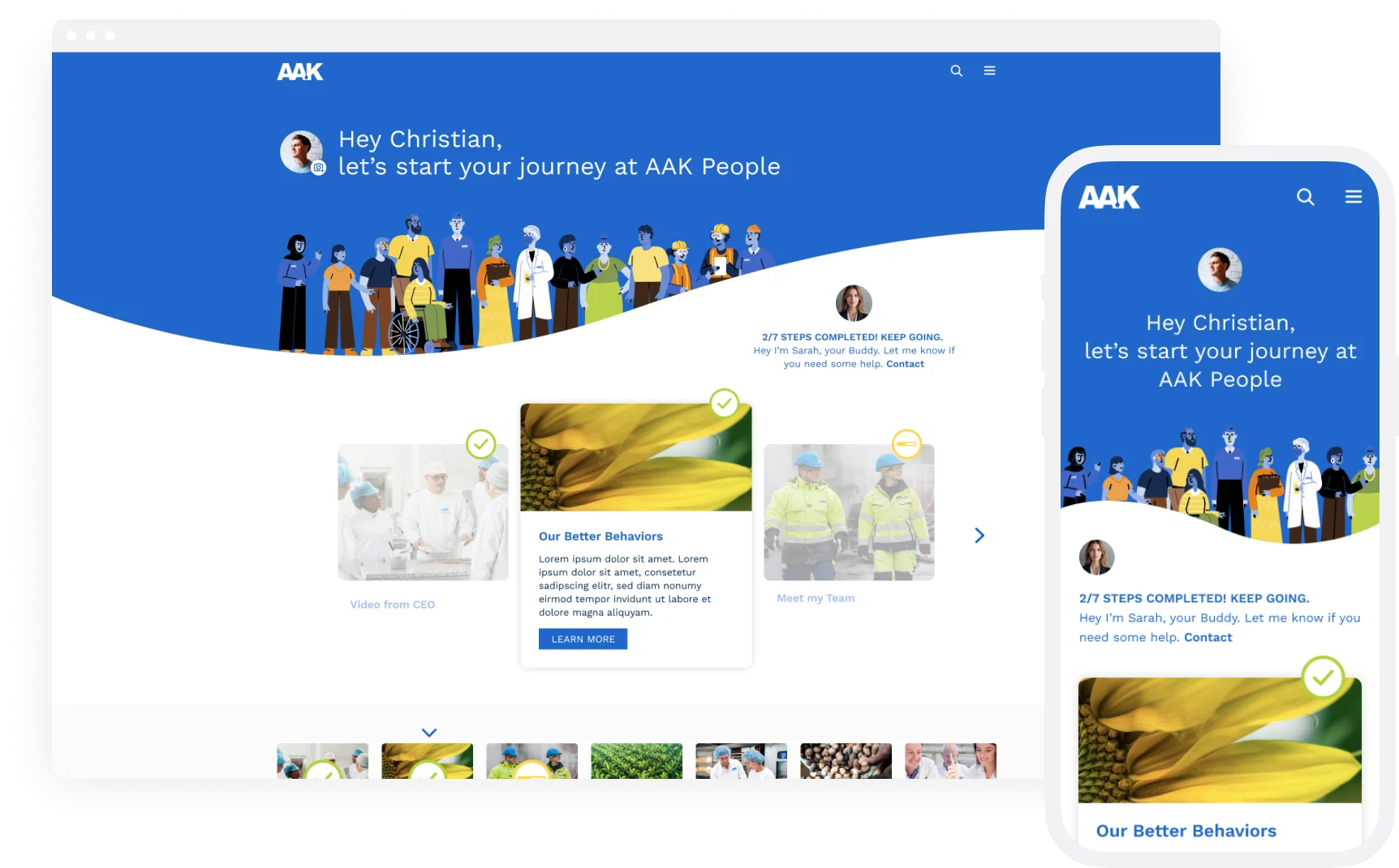 AAK onboarding journey showing step-by-step onboarding experience