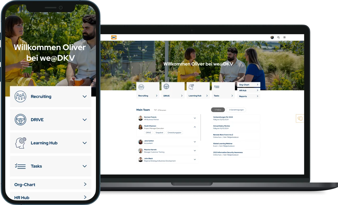 DKV welcome page mockup in Saba Cloud