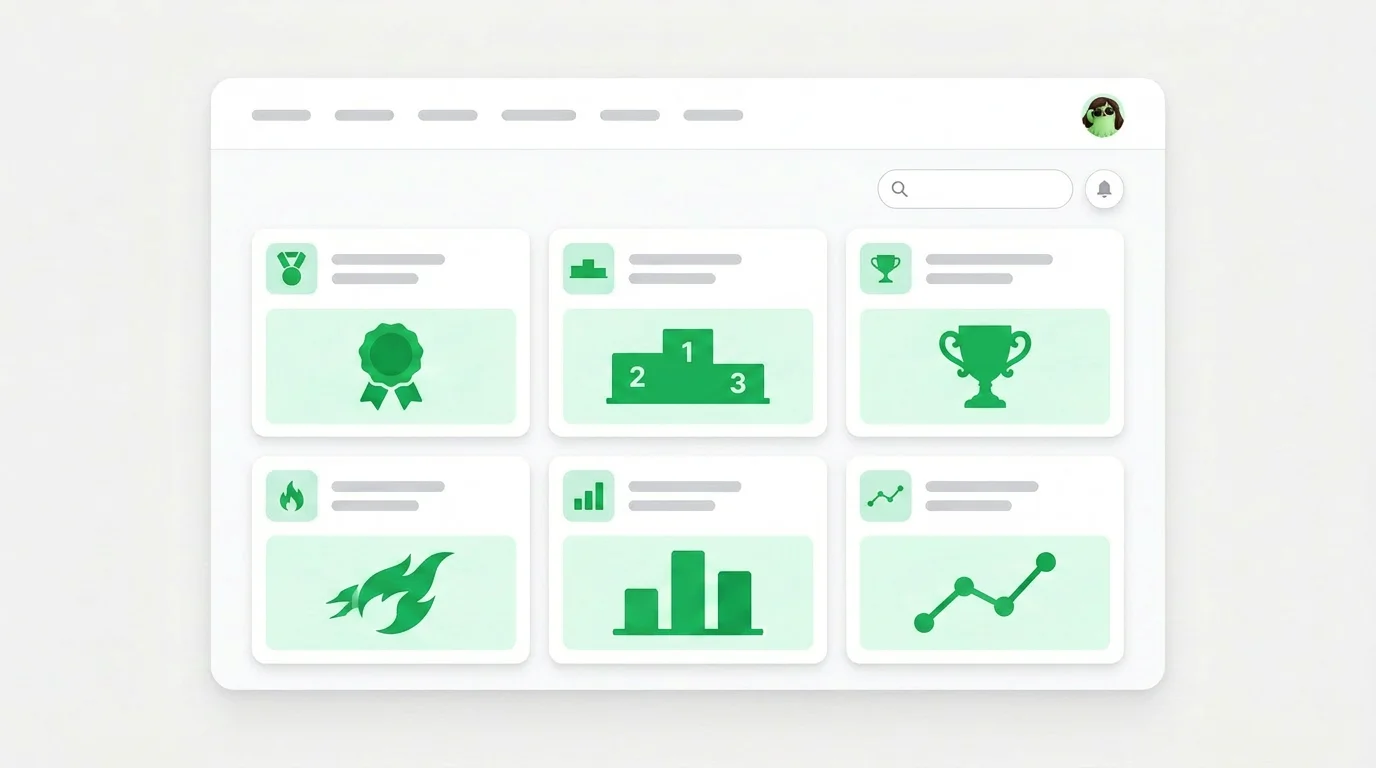 Engagement dashboard showing progress, badges, and activity insights