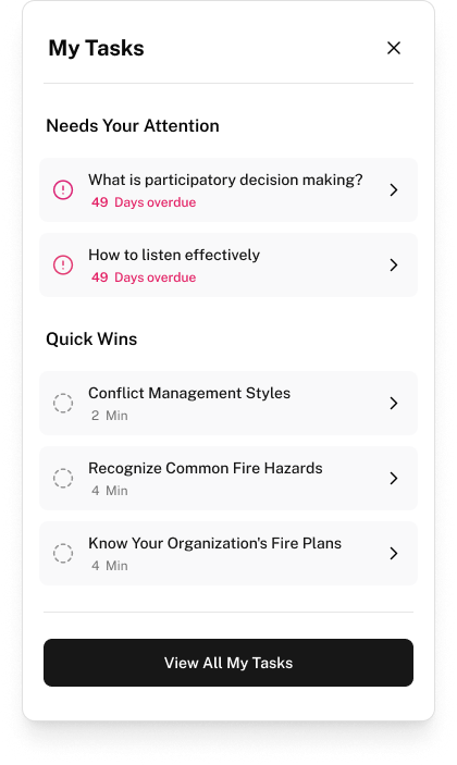 MyTodos MicroApp showing tasks needing attention and quick wins