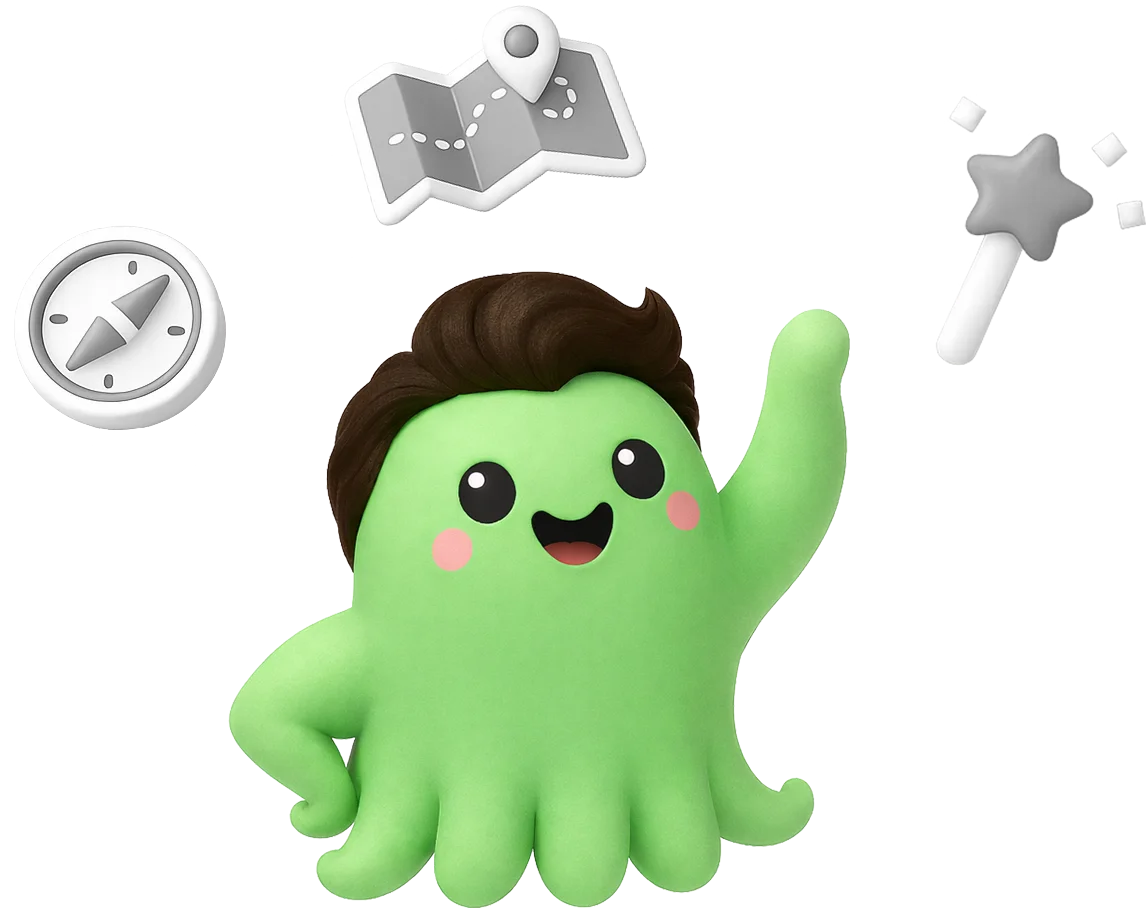 Octi character illustration inviting users to explore customized learning experiences