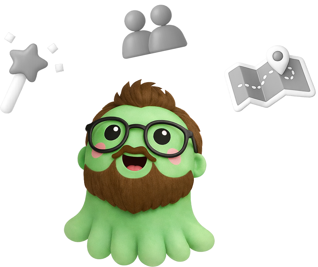 Octi character inviting users to build a custom welcome page