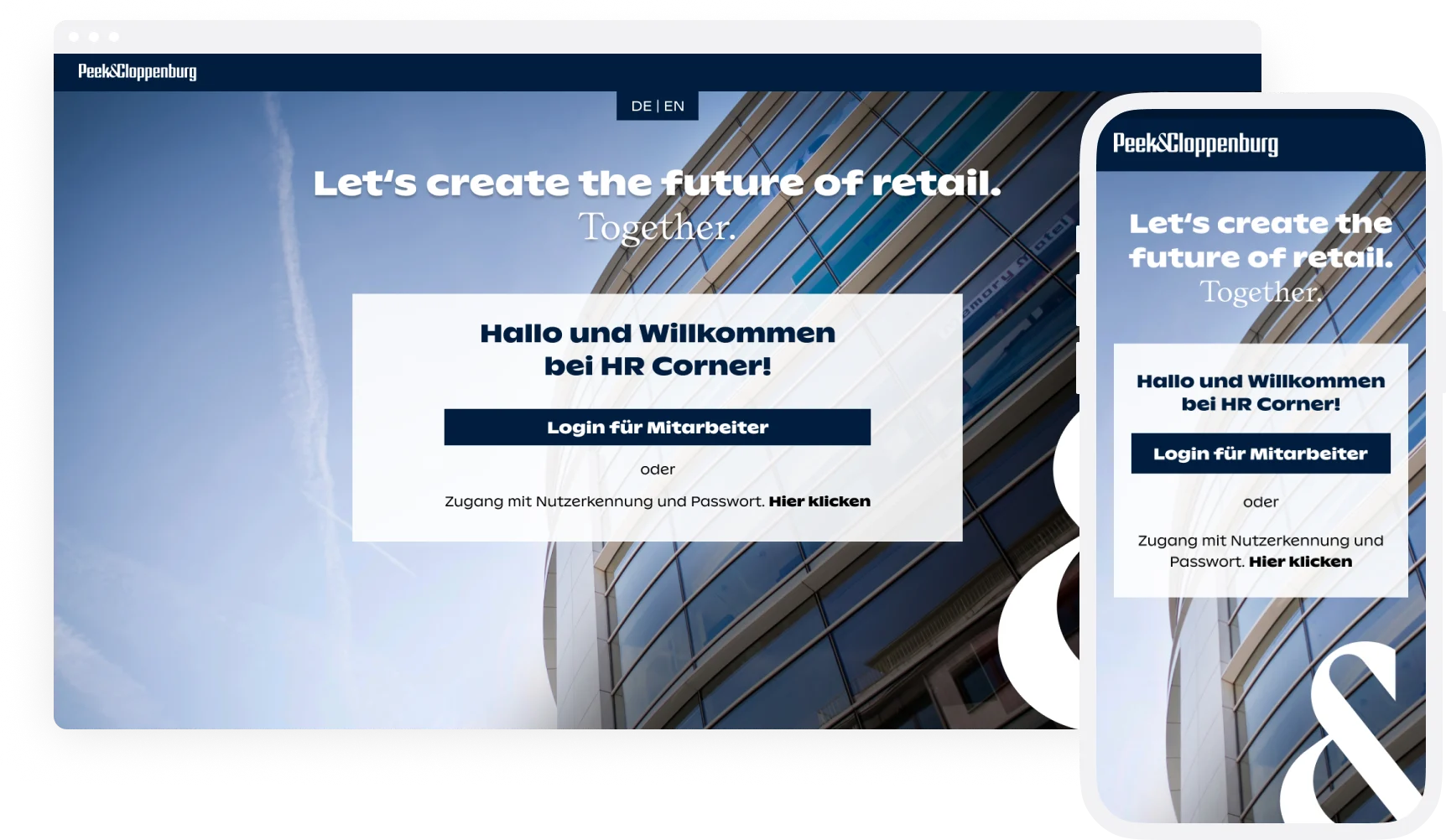 Responsive Login-Seite auf verschiedenen Geräten