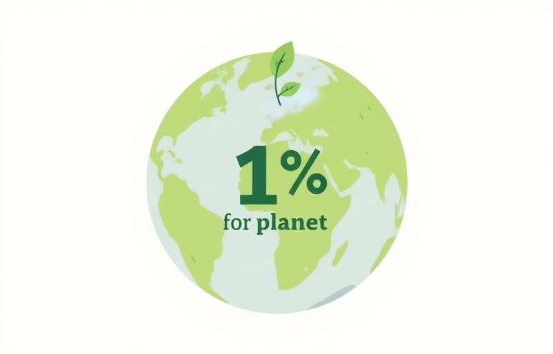 1% for the Planet illustration with Earth and leaf