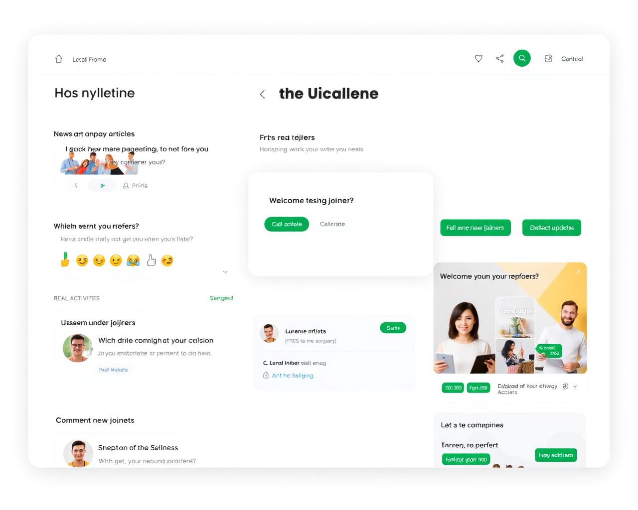 Cornerstone welcome page with news feed, emoji reactions, polls, and interactive employee engagement features