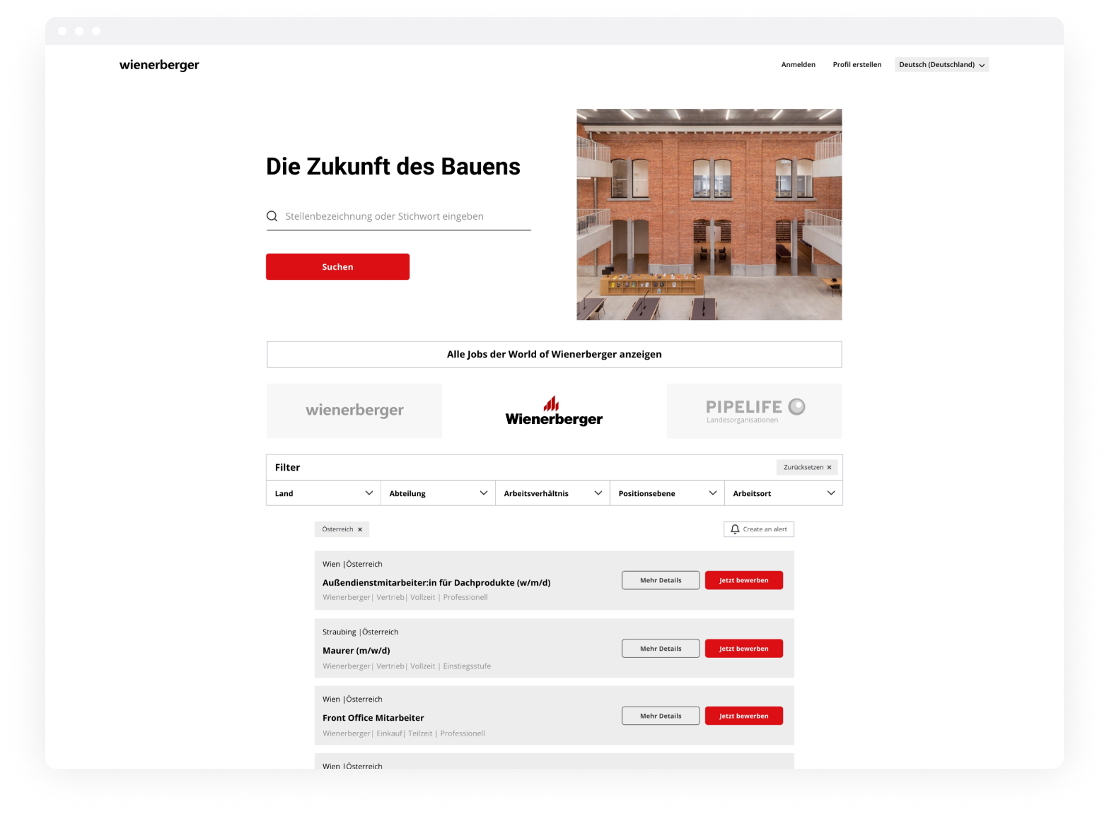 Wienerberger branded Cornerstone career site with job search and listings